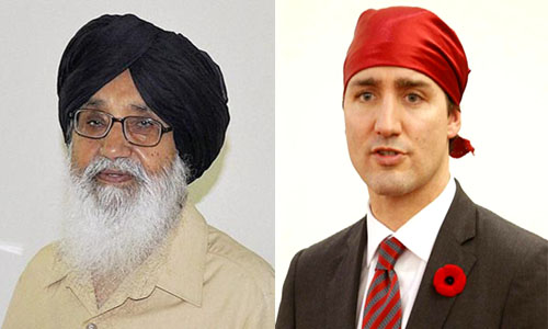 BADAL FELICITATES CANADIAN PRIME MINISTER FOR ORGANIZING AKHAND PATH SAHIB AND KIRTAN DARBAR IN HOUSE