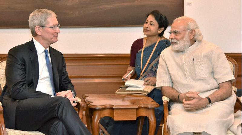 Apple’s CEO Tim Cook meets Modi; discusses manufacturing possibilities