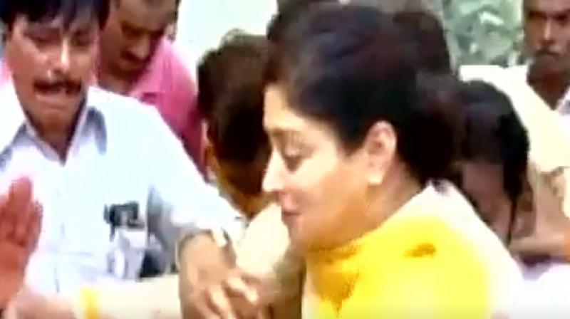 Video: BJP MP Poonamben Madam falls into 7-ft deep drain