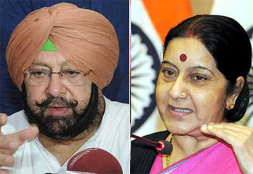 Capt Amarinder urges Sushma Swaraj to take up Sikhs’ forced conversion’ issue with Pakistan