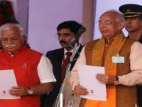 Newly elected Haryana Cm Mr.Khattar with 9 ministers took Oath