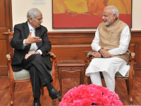 Shri Mufti Mohammad Sayeed meeting the Prime Minister, Shri Narendra Modi, in New Delhi on February 27, 2015.