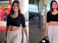 Lock Upp’s Anjali Arora flaunts washboard abs at Mumbai airport; fans say ‘hotness alert’