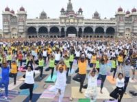 Over 10k people perform yoga on International Yoga Day at Mysuru Palace premises